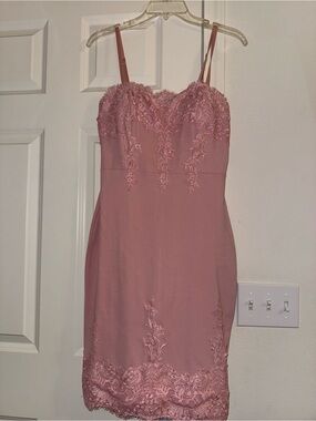 Blush Pink Lace Bodycon Dress